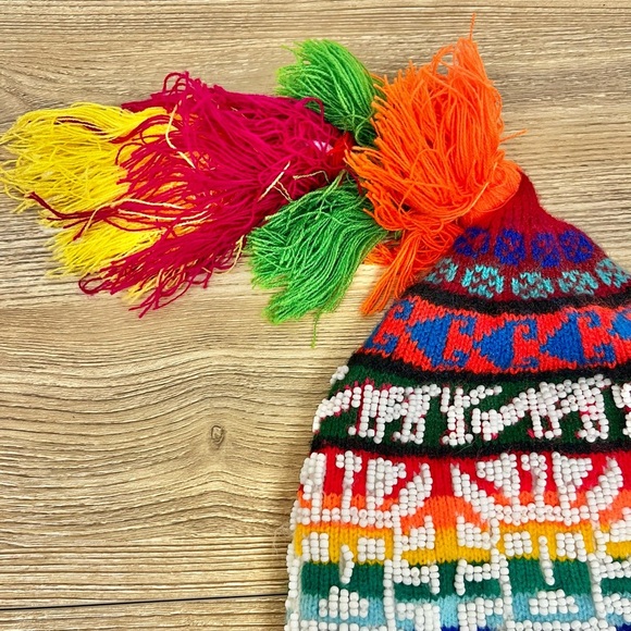 Peruvian Handmade Beaded Traditional Chullo Hat - Picture 4 of 7